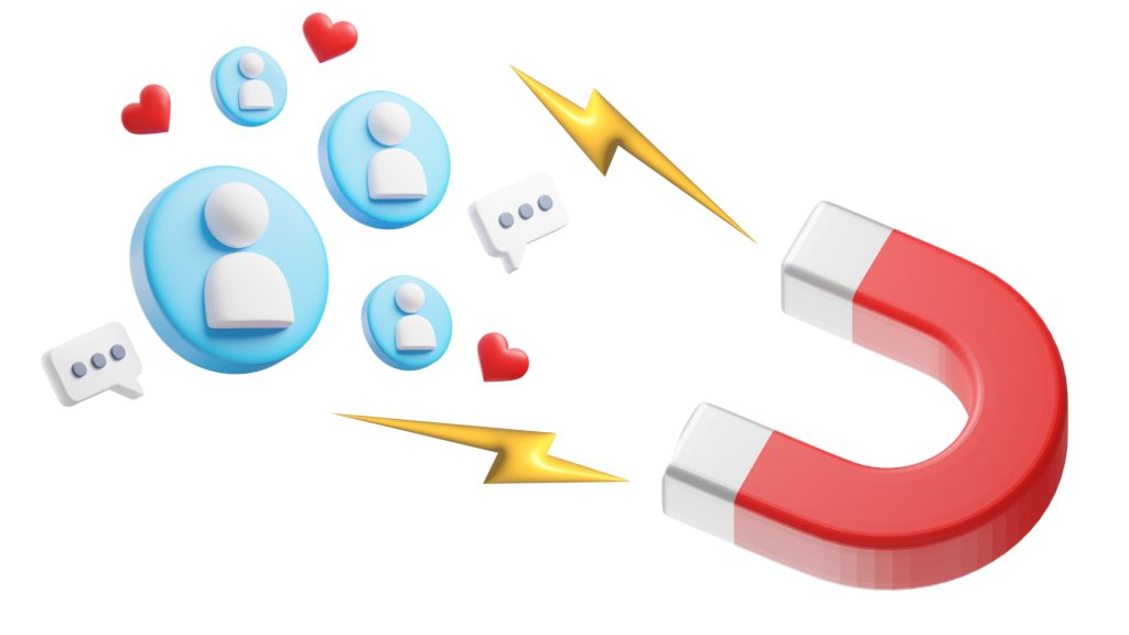 Image of a magnet attracting users
