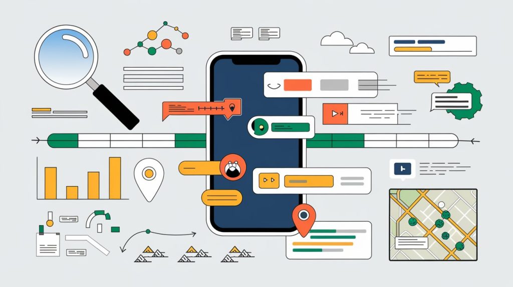Infographic-of-micro-moments-in-in-app-messaging Image of icons to explain strategies for micro moments with in-app messaging